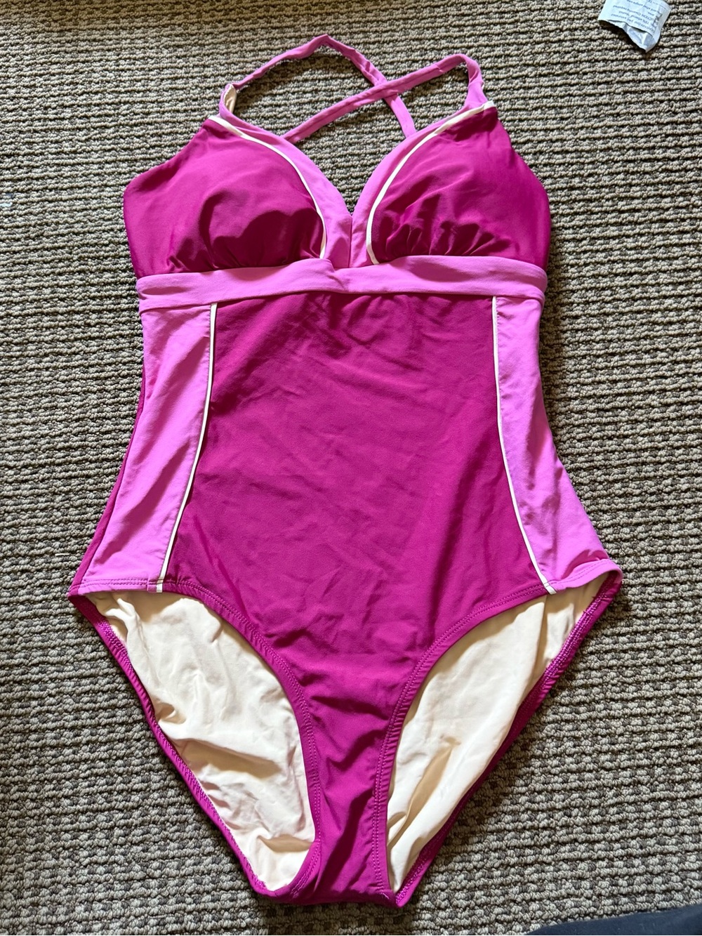 ModCloth Fuchsia and Light Pink One-Piece Swimsuit